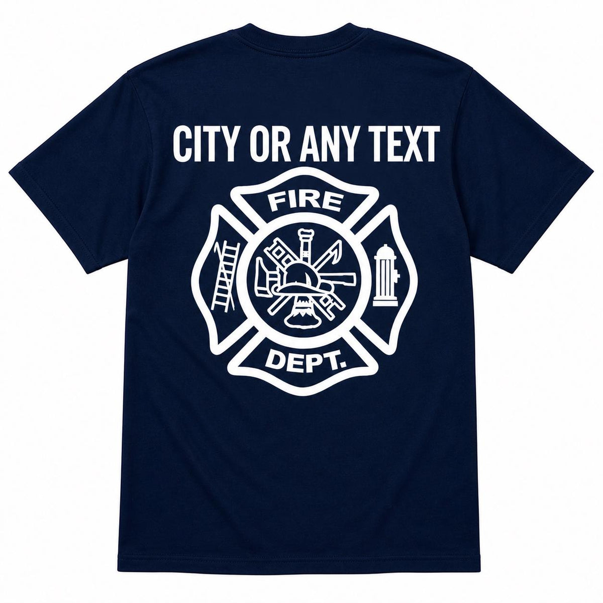 Custom Firefighter Shirt, Personalized City Name Fire Dept Tee, Maltese Cross Graphic Apparel