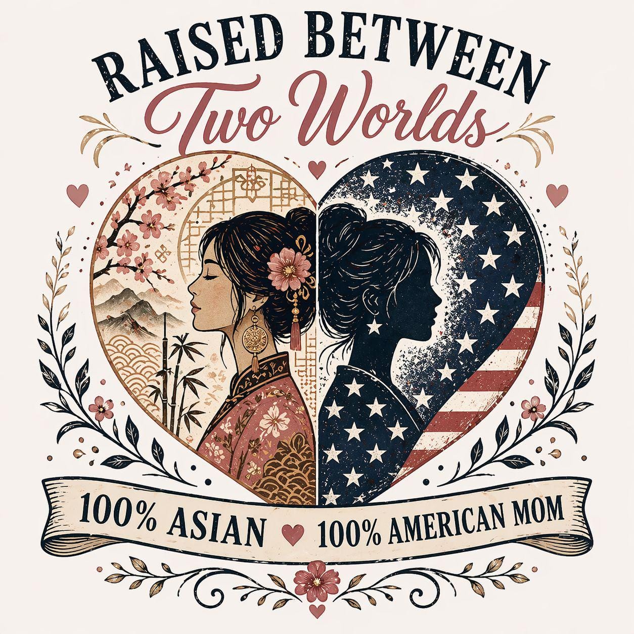 Raised Between Two Worlds Shirt, Asian Latina Hispanic Immigrant Mom Sweatshirt