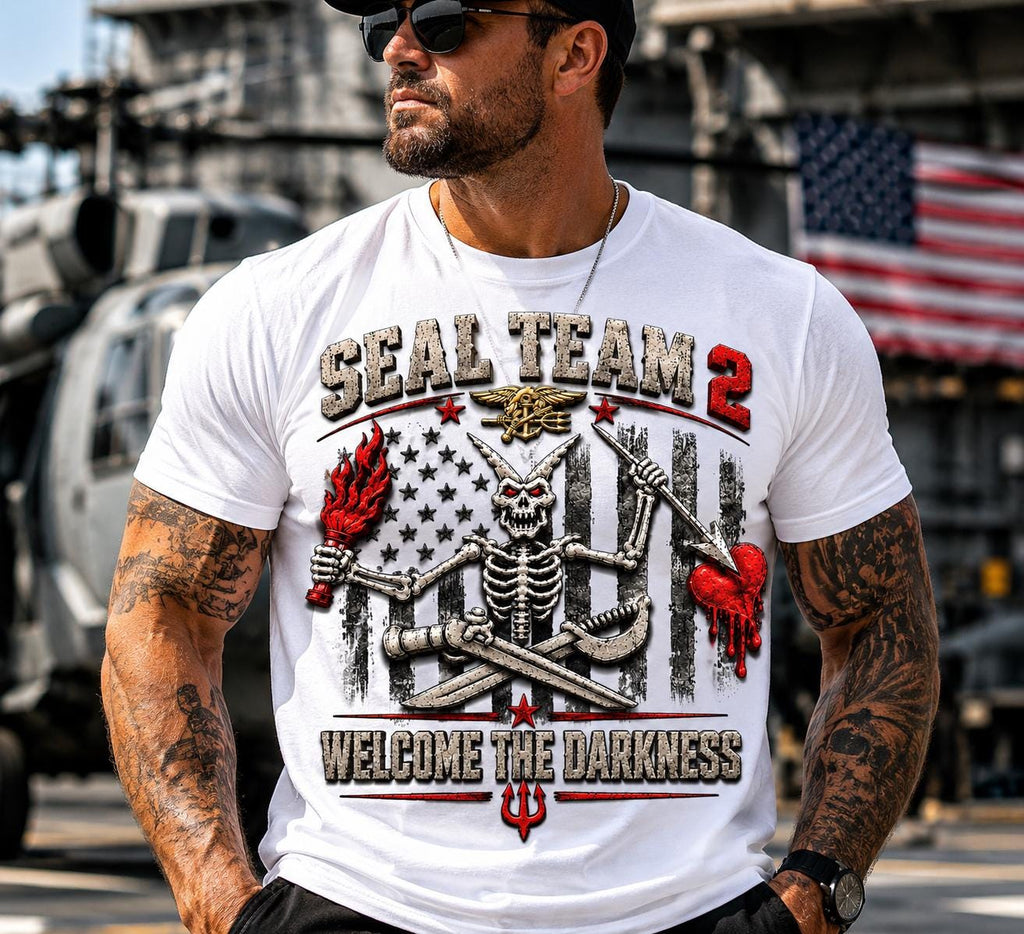 SEAL Team 2 Skeleton Shirt, Welcome The Darkness Military Tee