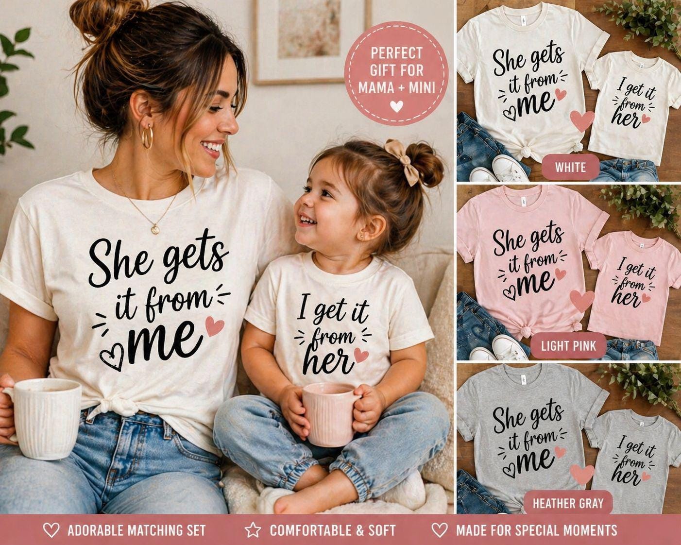 Mama Mini Matching Shirts, Mother Daughter Set, She Gets It From Me Outfit