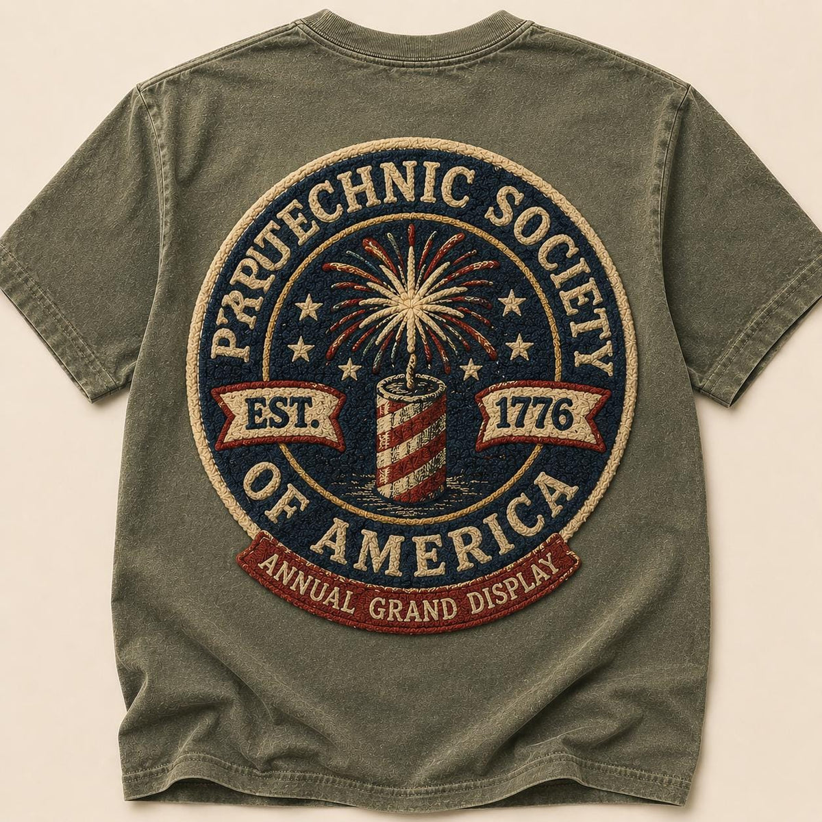 Pyrotechnic Society Shirt,Vintage Fireworks Tee,Americana Patch Graphic Shirt, Retro July 4th Comfort Colors Tee,Patriotic Club Emblem Shirt