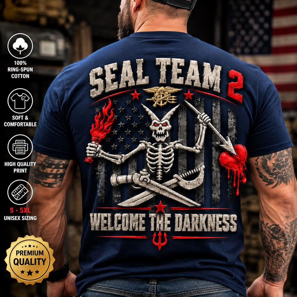 SEAL Team 2 Skeleton Shirt, Welcome The Darkness Military Tee
