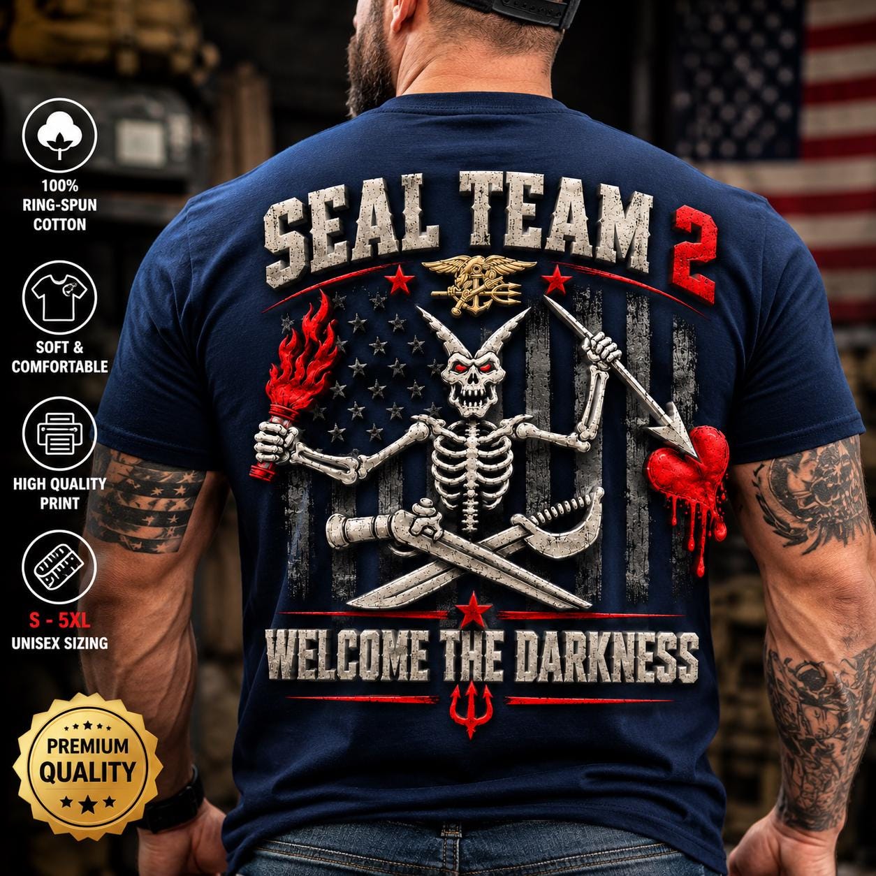 SEAL Team 2 Skeleton Shirt, Welcome The Darkness Military Tee