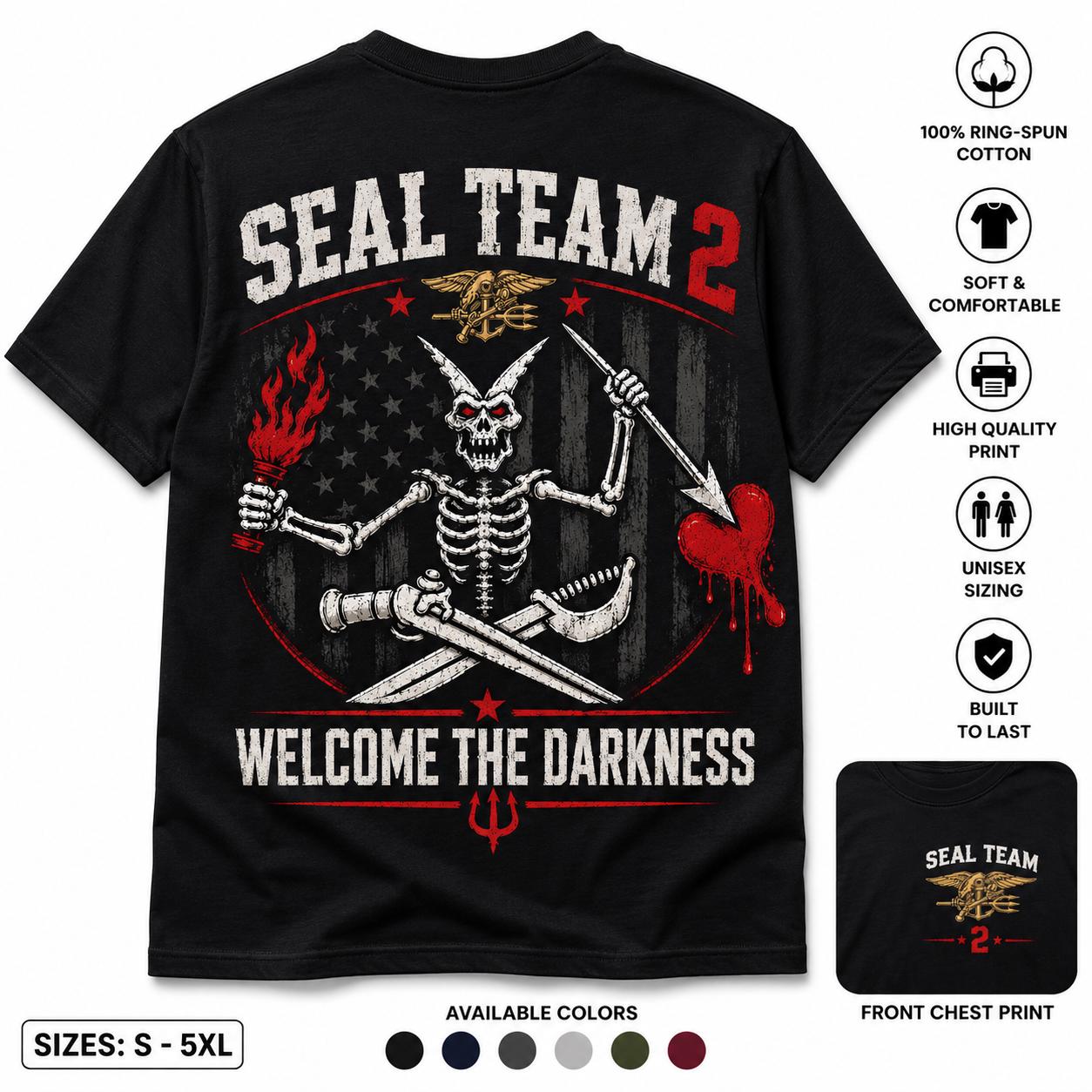 SEAL Team 2 Skeleton Shirt, Welcome The Darkness Military Tee