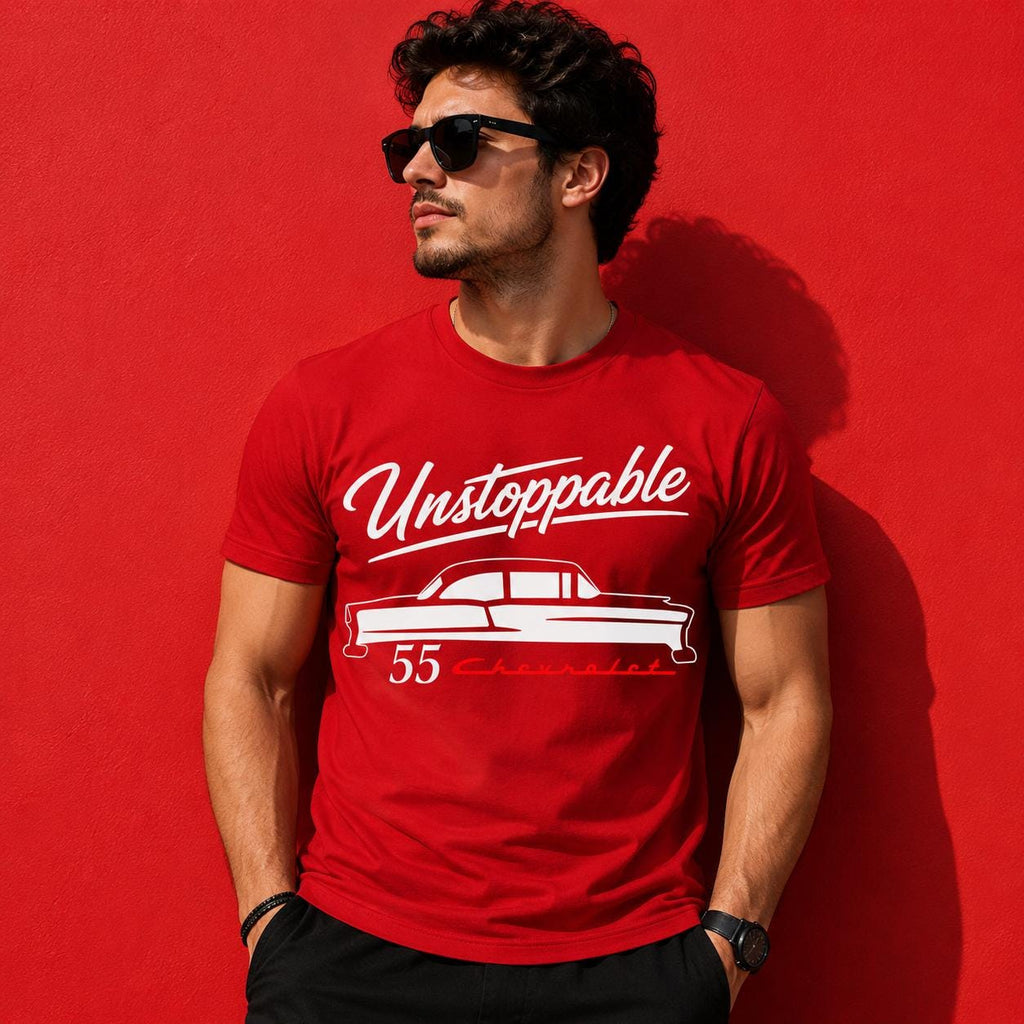 1955 Chevrolet Graphic T-Shirt, Retro Car Silhouette Tee, Classic Automobile Apparel