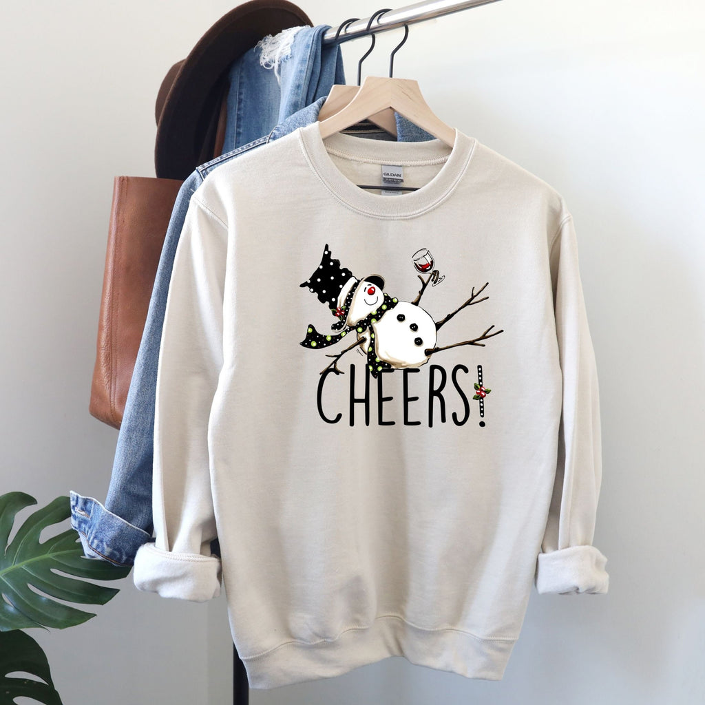 Cheers! Sweatshirt, Christmas Hoodie, Snowman Sweatshirt, Christmas Gifts, Christmas Sweater, Cheers Shirt, Party T-Shirt, Cotton Hoodie