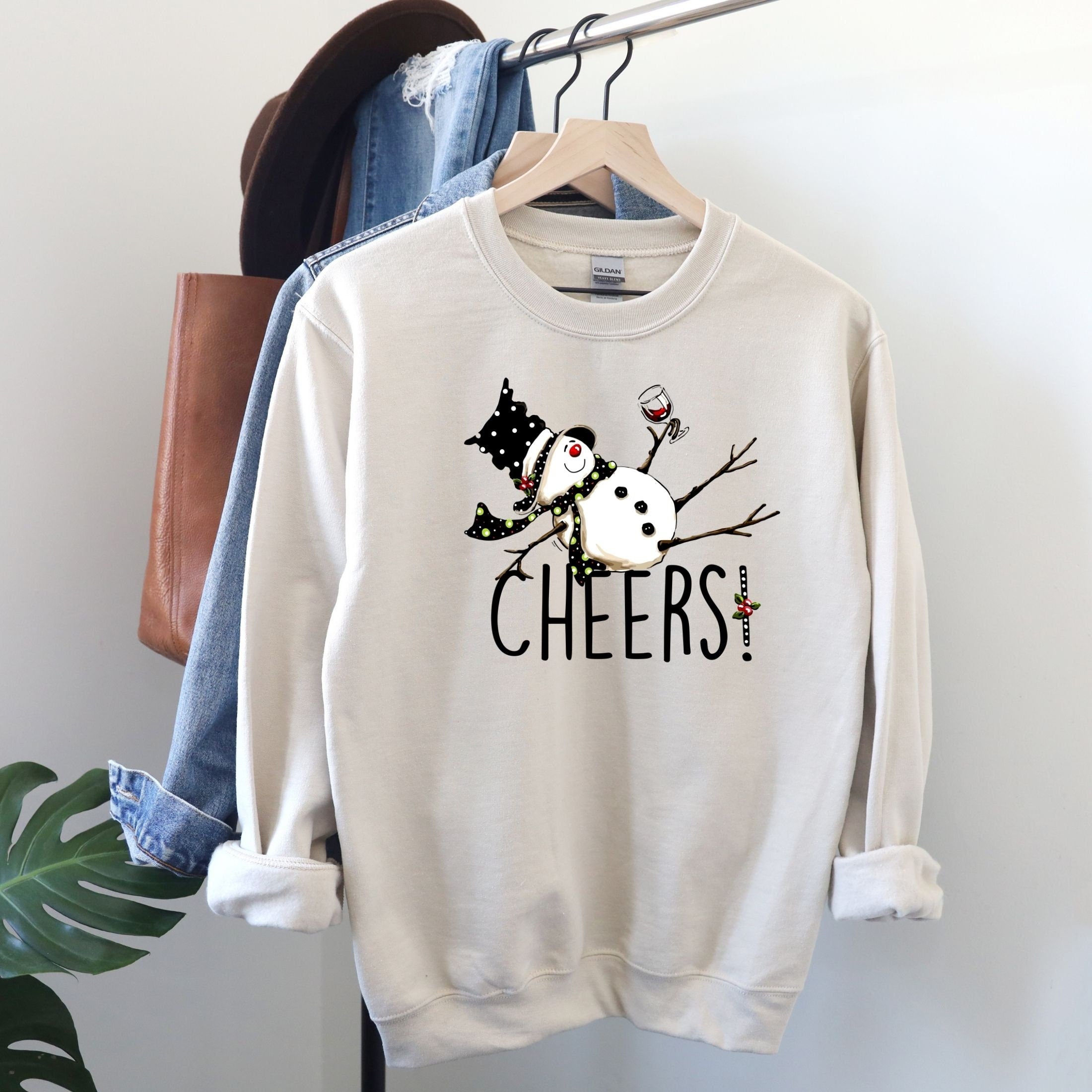 Cheers! Sweatshirt, Christmas Hoodie, Snowman Sweatshirt, Christmas Gifts, Christmas Sweater, Cheers Shirt, Party T-Shirt, Cotton Hoodie