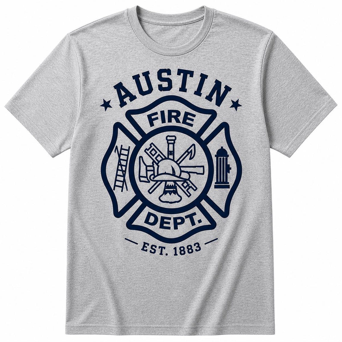 Custom Firefighter Shirt, Personalized City Name Fire Dept Tee, Maltese Cross Graphic Apparel