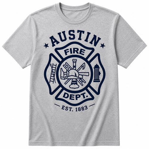 Custom Firefighter Shirt, Personalized City Name Fire Dept Tee, Maltese Cross Graphic Apparel