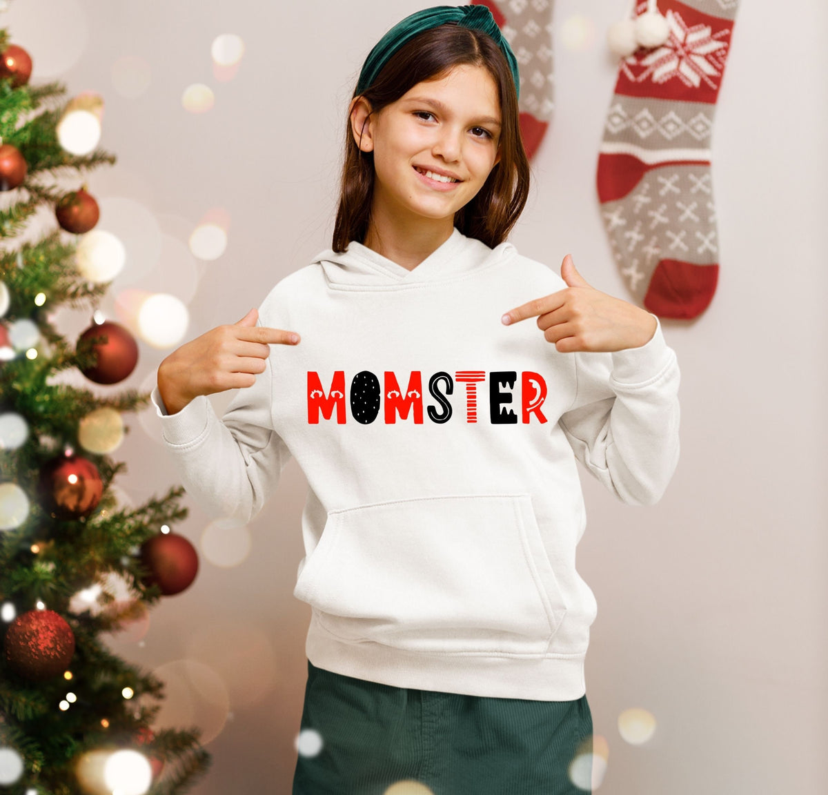 MOMSTER Halloween Hoodie, Funny Ghost Mom Sweatshirt