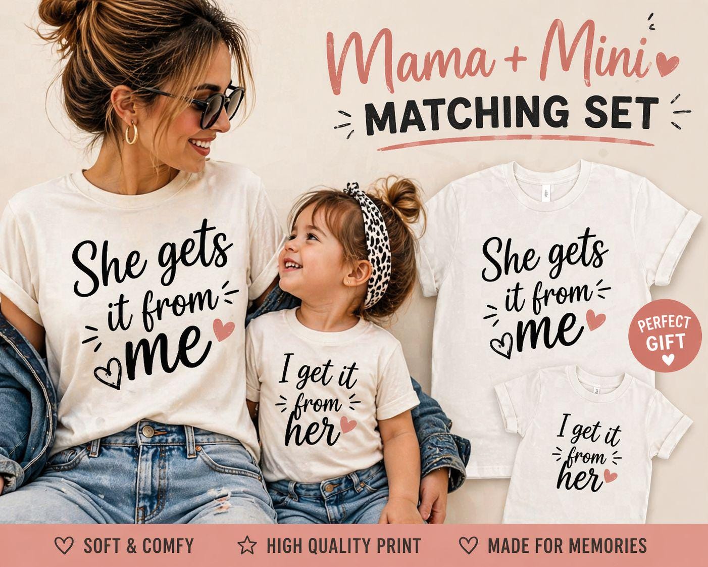 Mama Mini Matching Shirts, Mother Daughter Set, She Gets It From Me Outfit