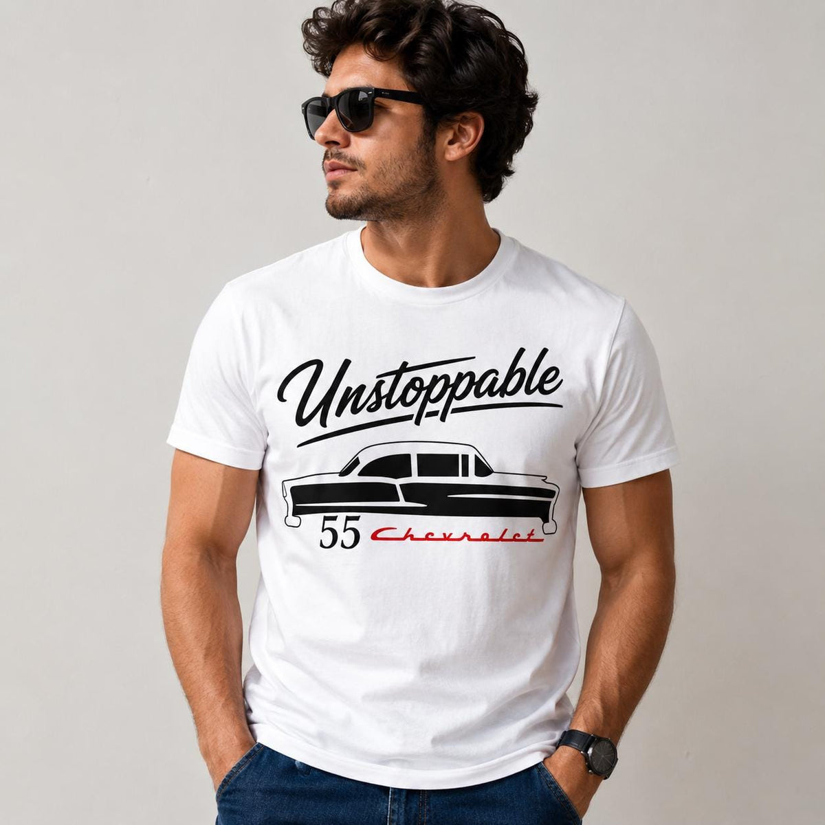 1955 Chevrolet Graphic T-Shirt, Retro Car Silhouette Tee, Classic Automobile Apparel