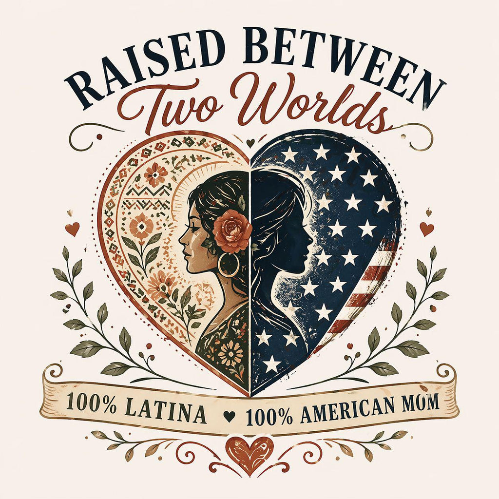 Raised Between Two Worlds Shirt, Asian Latina Hispanic Immigrant Mom Sweatshirt