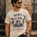 Cancer Zodiac Crab Shirt, Born in USA Patriotic Moon Phase Tee