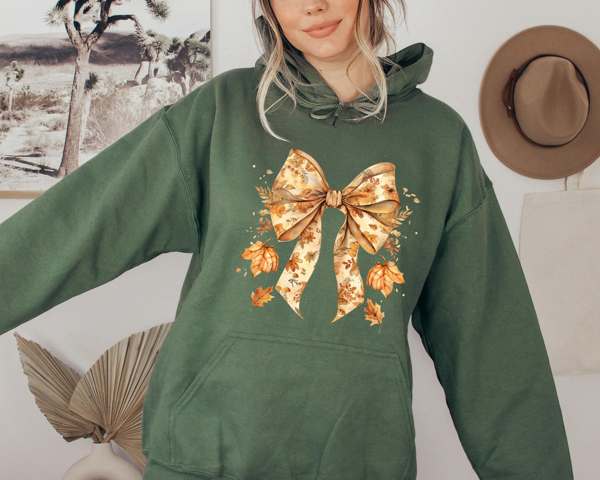 Coquette Floral Fall Hoodie, Fall Coquette Bow Hoodie, Fall Hoodie, Autumn Girly, Fall Vibes, Pumpkin Season, Thanksgiving Gift