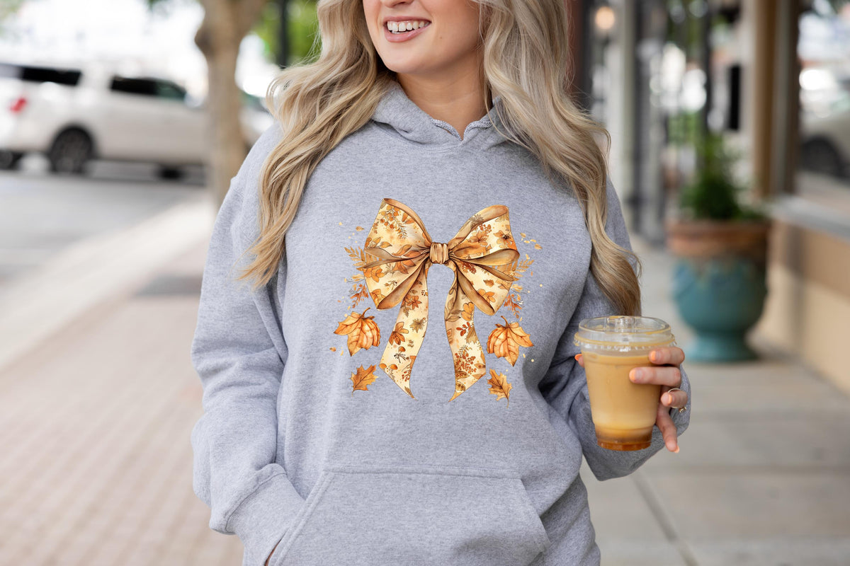 Coquette Floral Fall Hoodie, Fall Coquette Bow Hoodie, Fall Hoodie, Autumn Girly, Fall Vibes, Pumpkin Season, Thanksgiving Gift