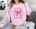 In October We Wear Pink Bow Sweatshirt, Breast Cancer Awareness Sweaater, Halloween Breast Cancer Sweater, Pink Cancer Halloween