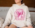 Pink Bow Breast Cancer Awareness Hoodie, October Support, Relaxed Fit (50% Cotton)