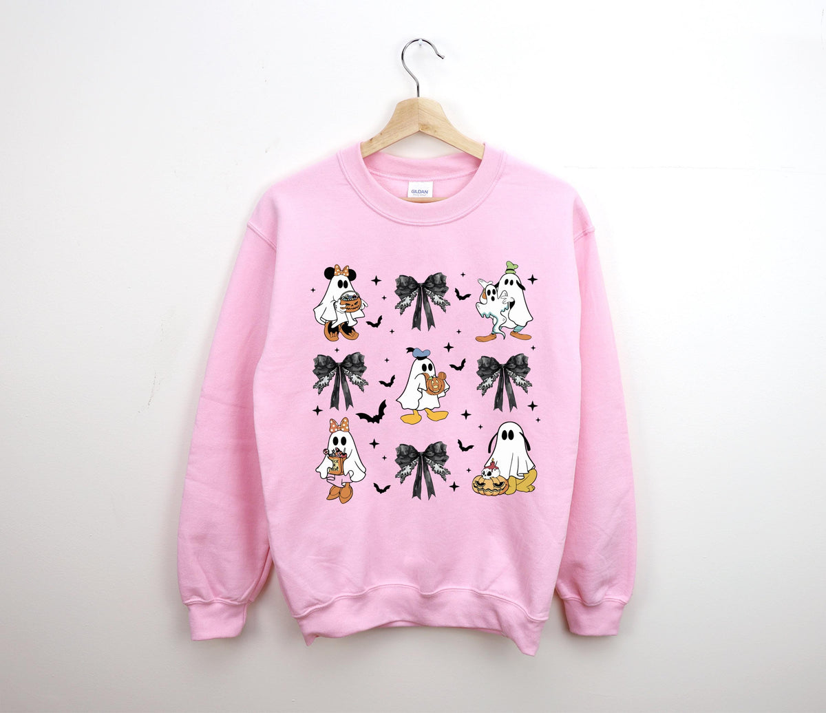 Coquette Halloween Mickey Friends Sweater, Gothic Bow Hoodie, Unisex Halloween Apparel