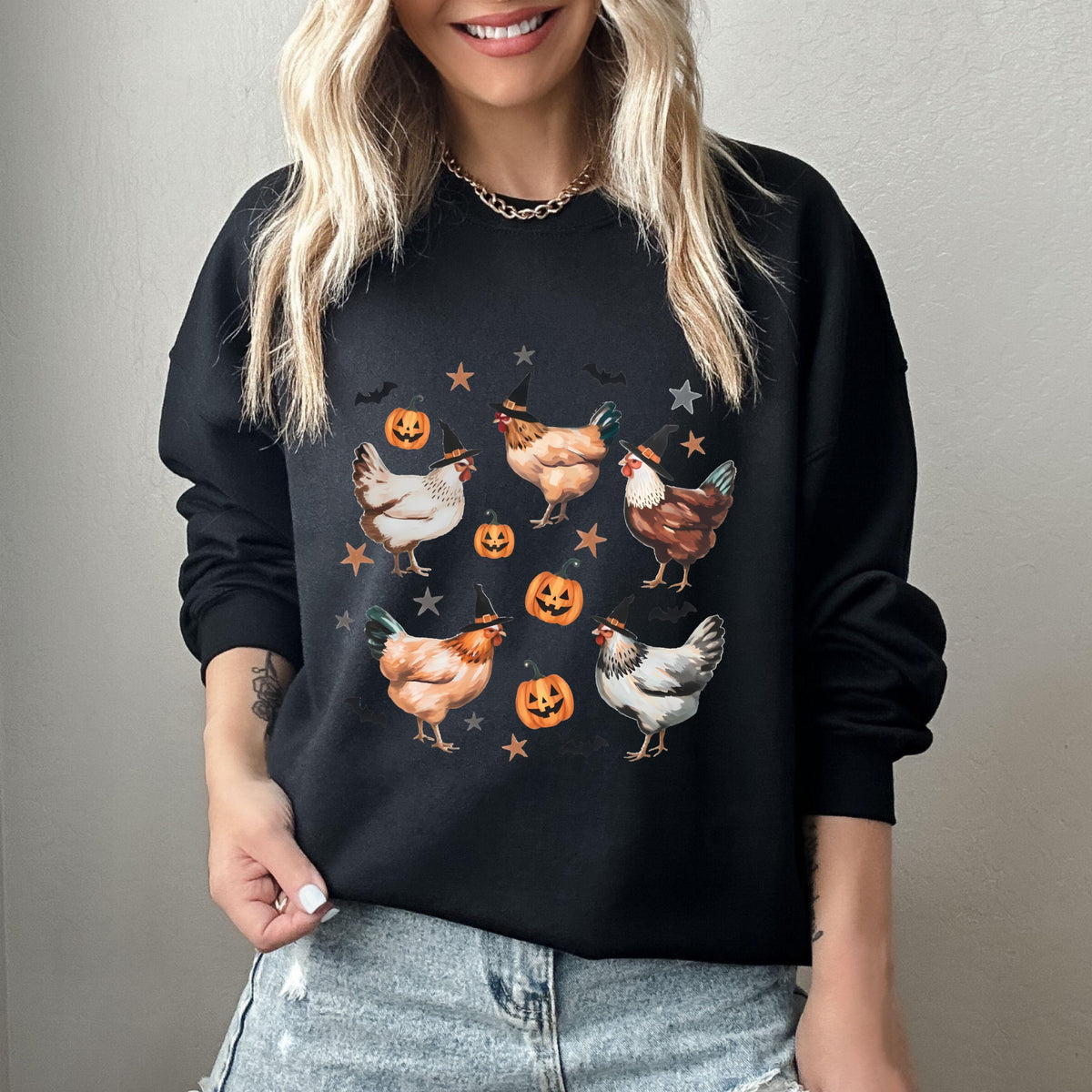Chick or Treat Sweatshirt, Halloween Chicken Tee, Halloween Funny Chicken Tee, Witch Chicken Shirt, Chicken Lovers Sweater, Halloween Gifts