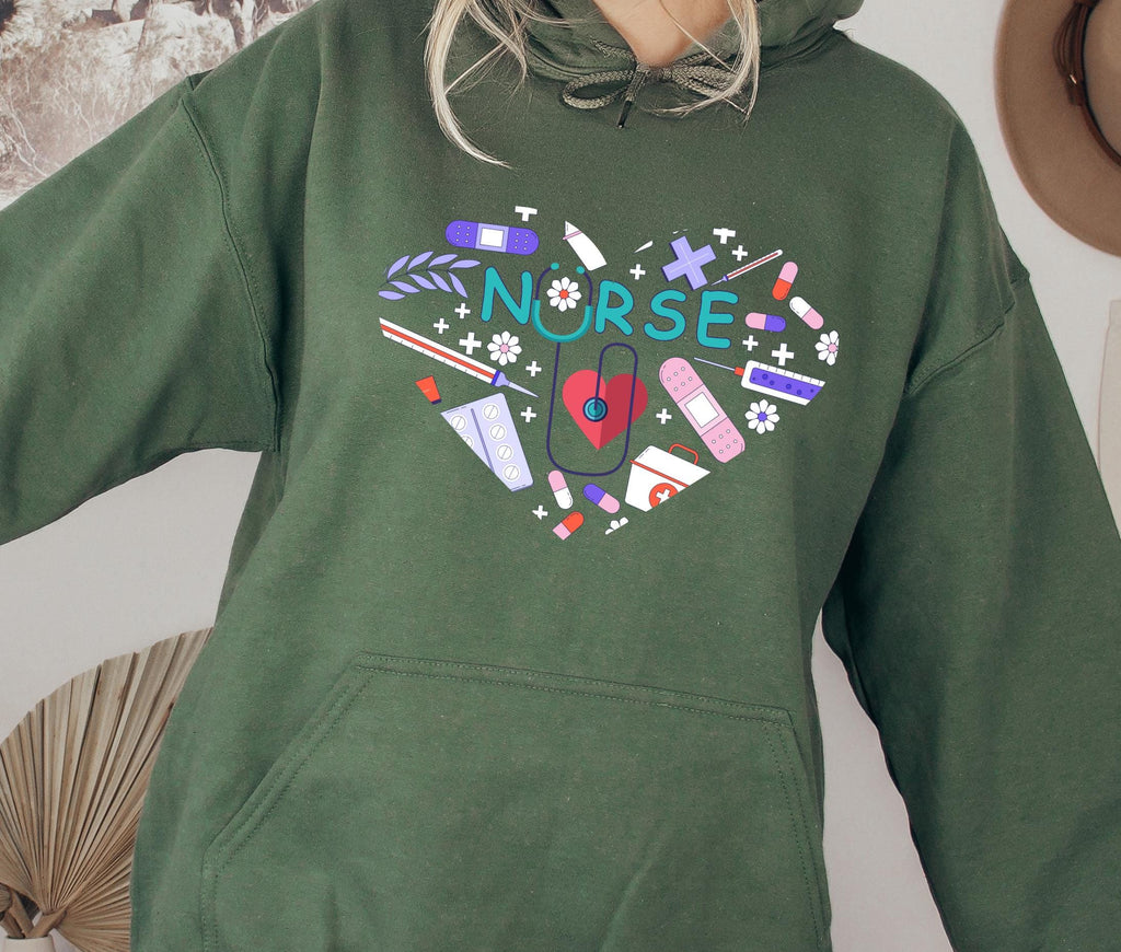 Love Nurse Hoodie, CNA Valentine's Day Sweatshirt, Appreciation Gift