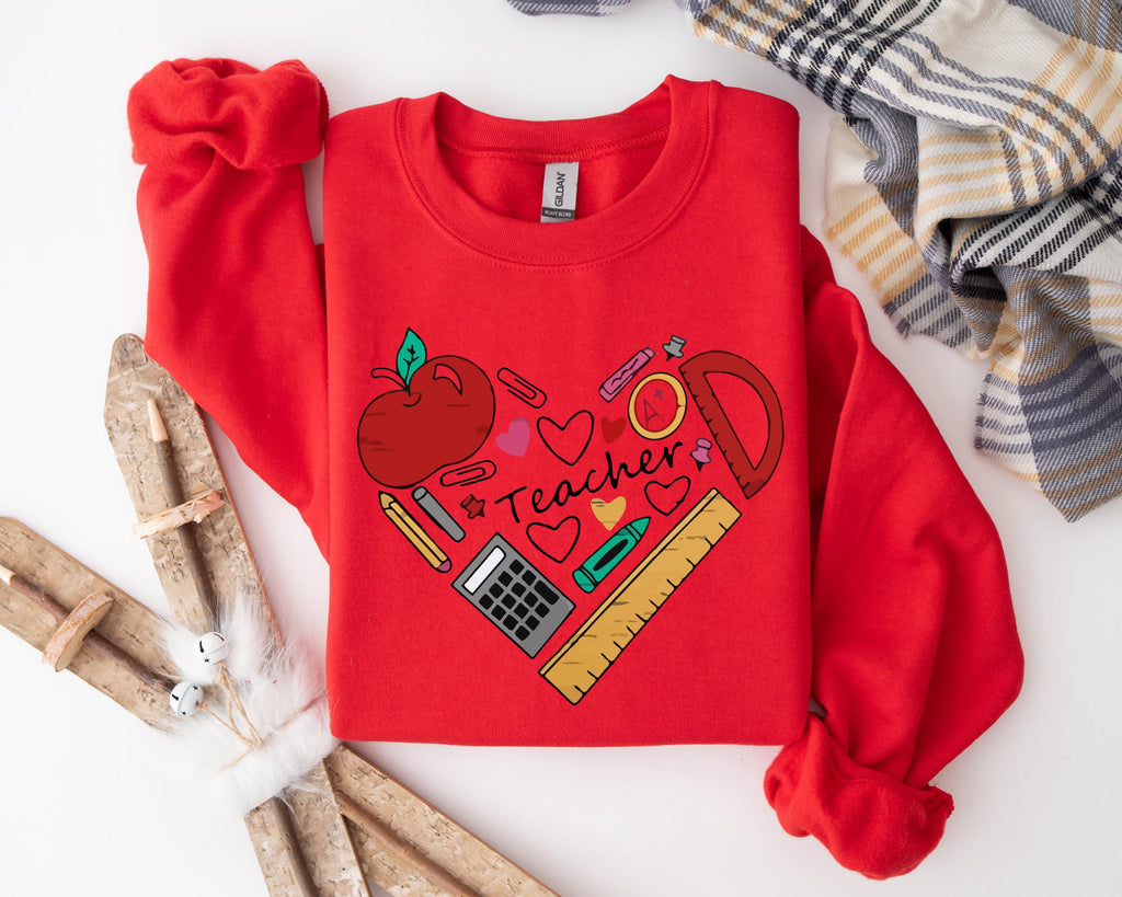 Teacher Heart Sweater, Teacher Sweater, Gift For Teacher, Heart Sweater, Funny Teacher Sweater, Matching Class Shirt, Cotton Sweater