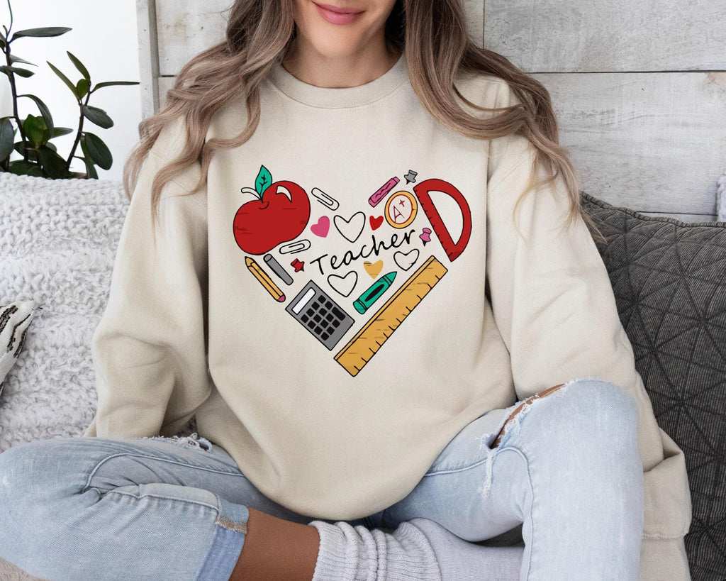 Teacher Heart Sweater, Teacher Sweater, Gift For Teacher, Heart Sweater, Funny Teacher Sweater, Matching Class Shirt, Cotton Sweater