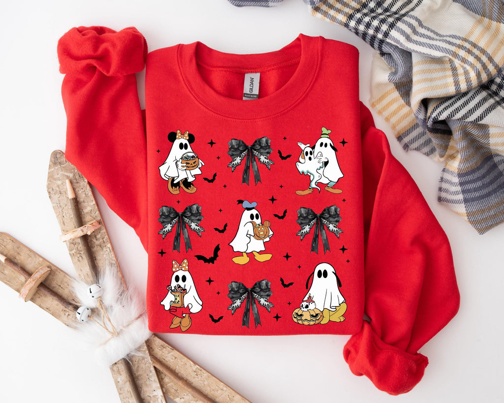 Coquette Halloween Mickey Friends Sweater, Gothic Bow Hoodie, Unisex Halloween Apparel