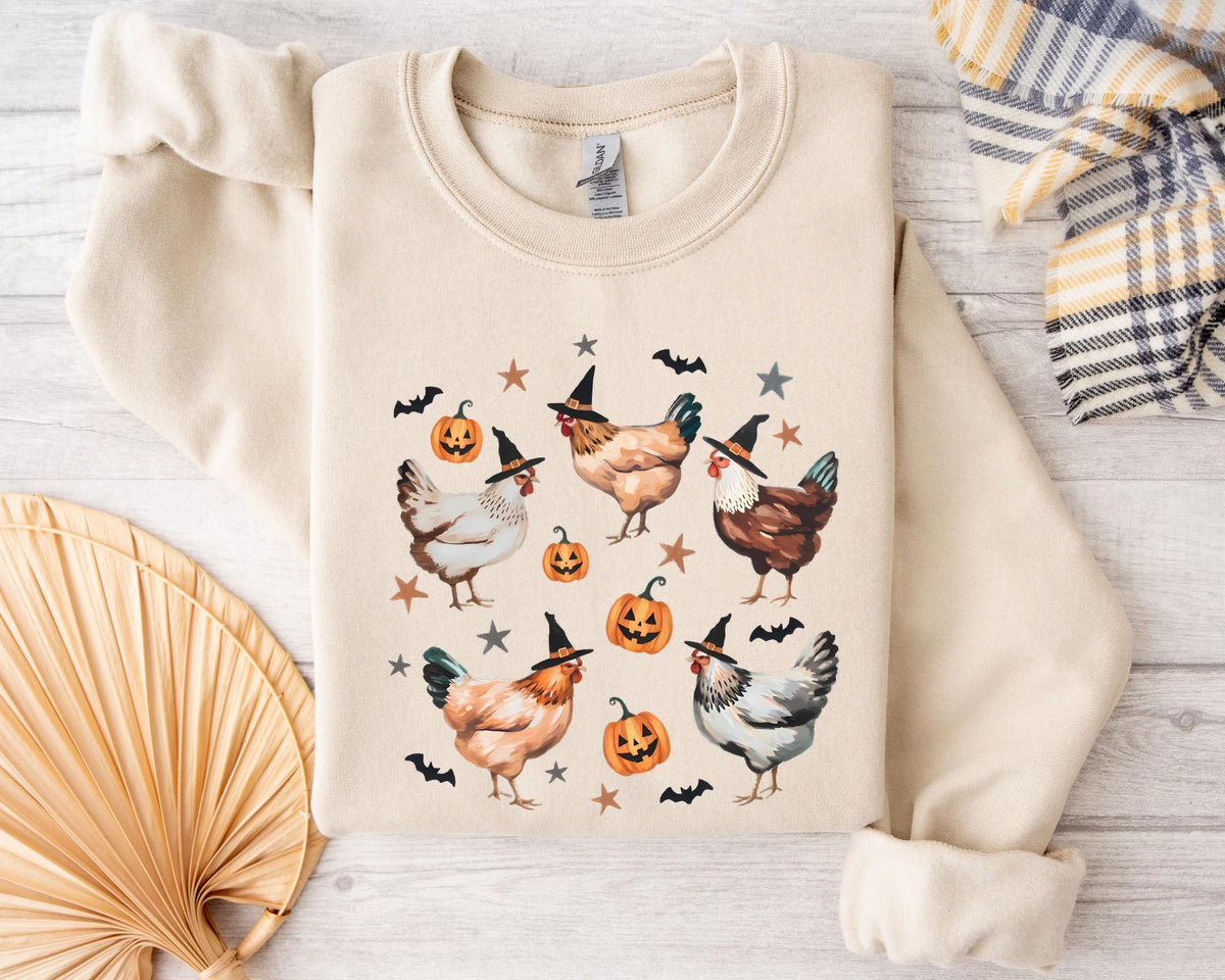 Chick or Treat Sweatshirt, Halloween Chicken Tee, Halloween Funny Chicken Tee, Witch Chicken Shirt, Chicken Lovers Sweater, Halloween Gifts
