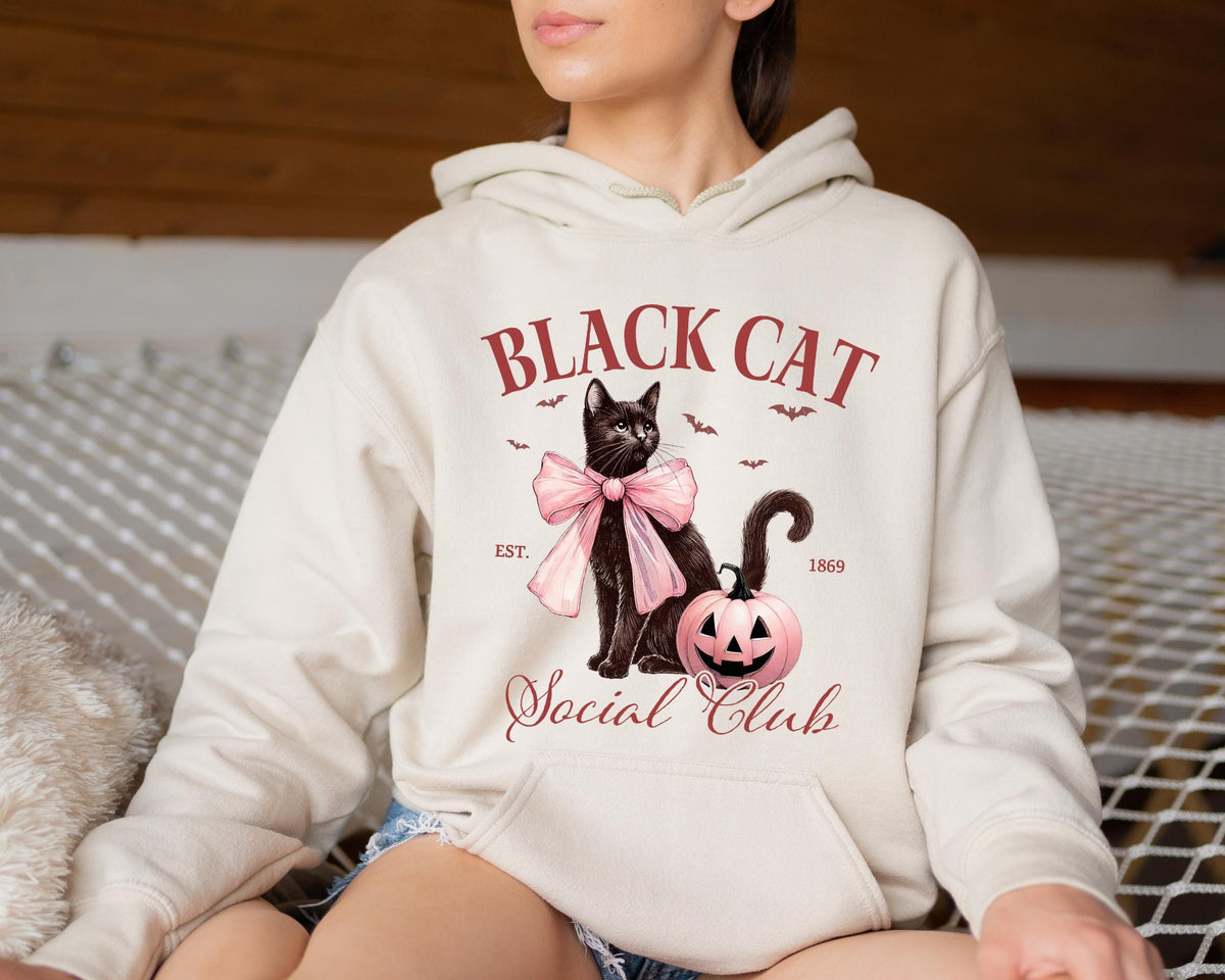 Coquette Black Cat Hoodie, Halloween Gift, Halloween Hoodie, Black Cat Shirt, Coquette Tee, Coquette Vibe Hoodie, Cat Mama Tee, Witch Hoodie