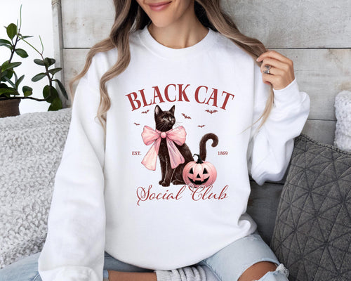 Coquette Black Cat Sweater, Halloween Gift, Halloween Sweater, Black Cat Shirt, Coquette Tee, Coquette Vibe Sweater, Cat Mama Sweater