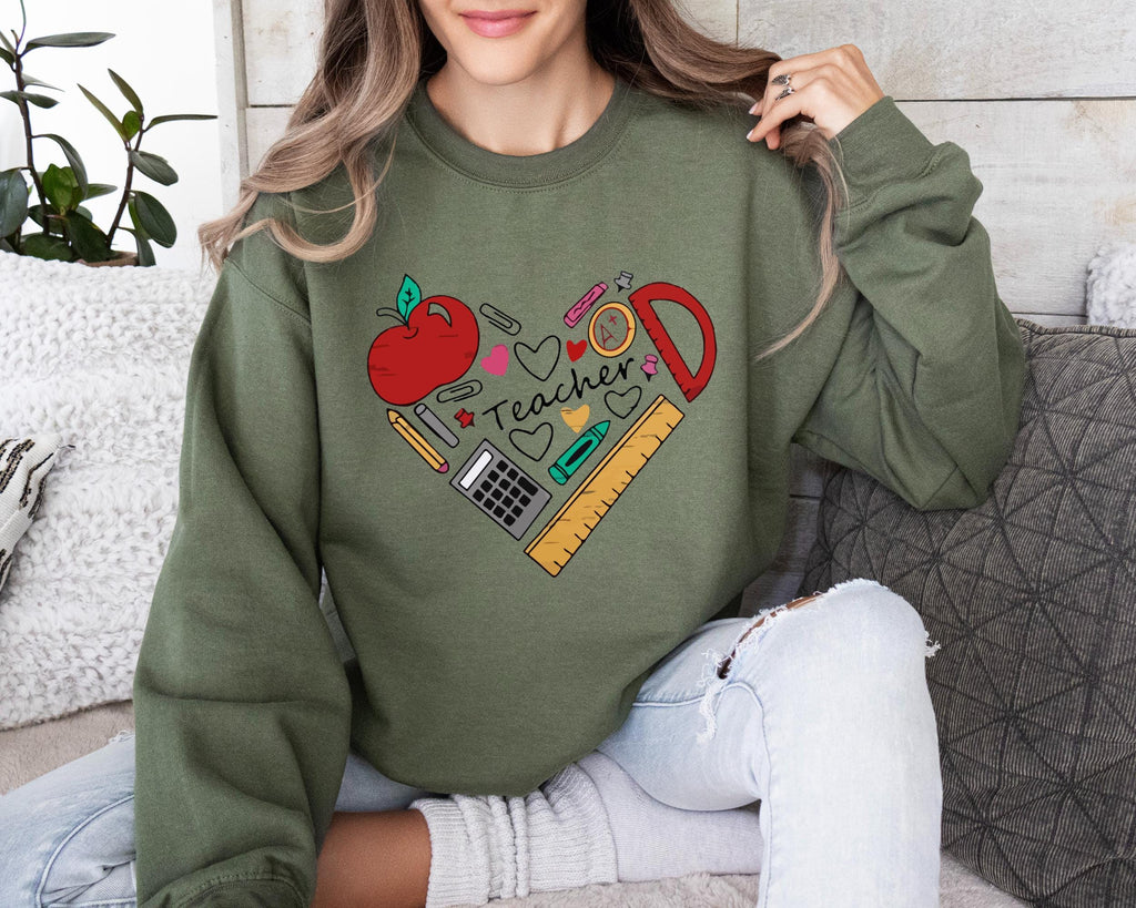 Teacher Heart Sweater, Teacher Sweater, Gift For Teacher, Heart Sweater, Funny Teacher Sweater, Matching Class Shirt, Cotton Sweater