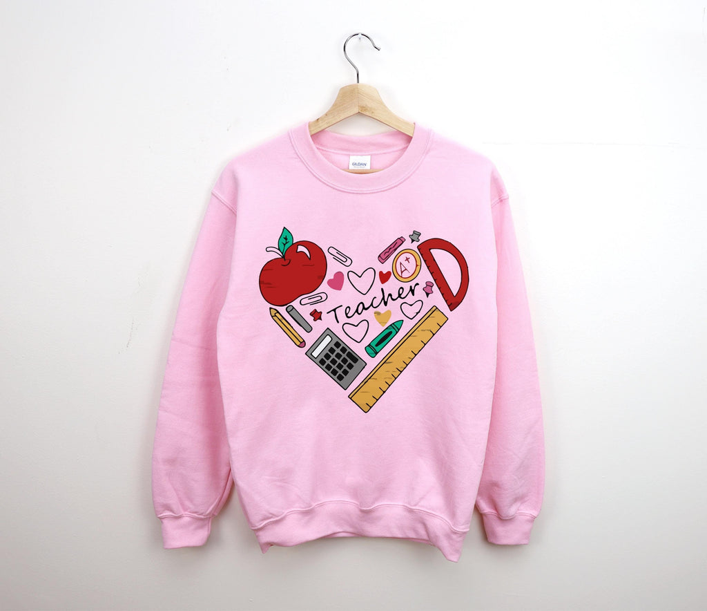 Teacher Heart Sweater, Teacher Sweater, Gift For Teacher, Heart Sweater, Funny Teacher Sweater, Matching Class Shirt, Cotton Sweater