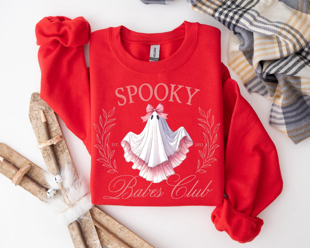 Spooky Club Sweater, Pink Ghost Sweater, Creepy Ghost Tee, Halloween Sweater, Halloween Costume & Gift, Coquette Ghost Sweater, Coquette