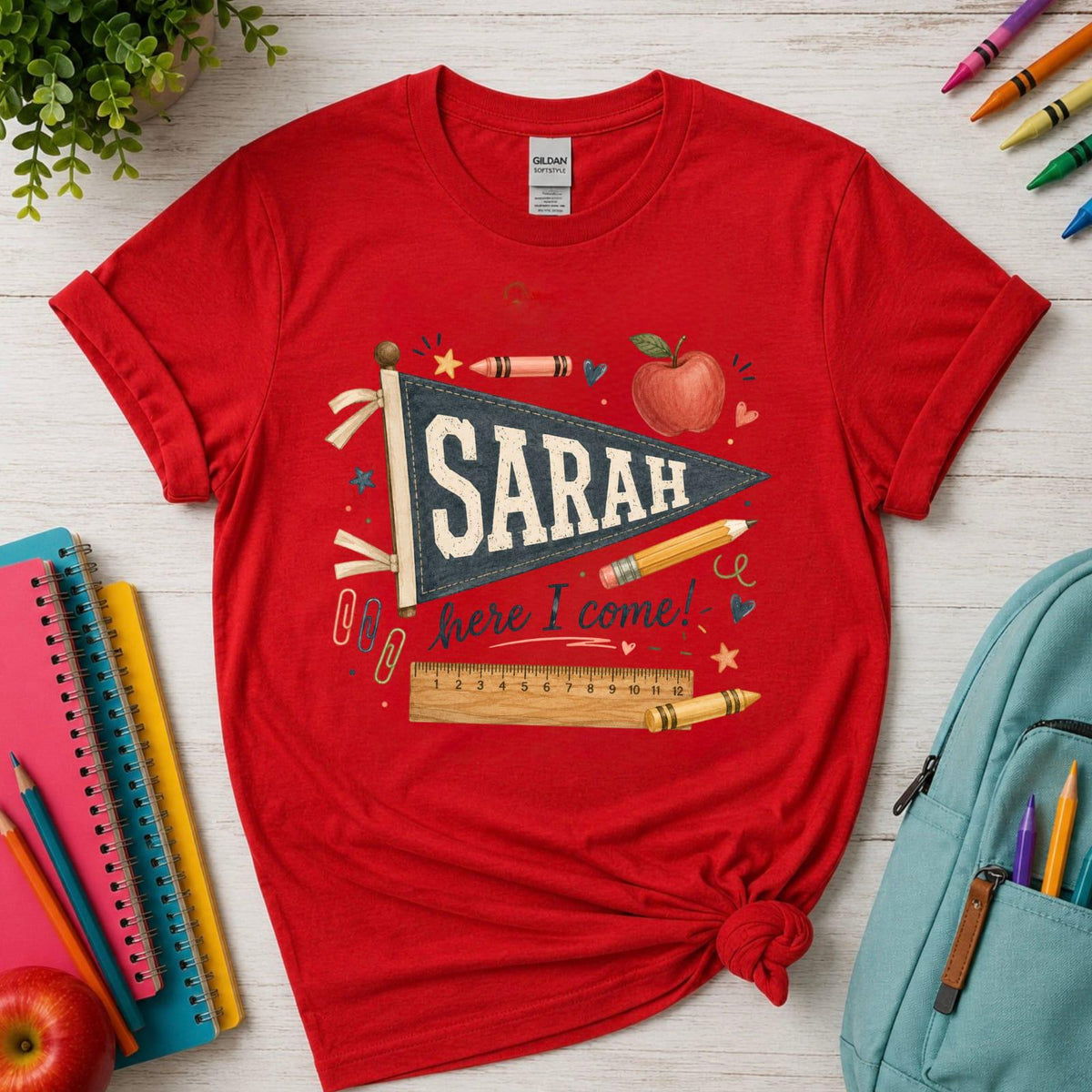 Personalized Teacher Name Pennant Shirt, Back to School Classroom Tee