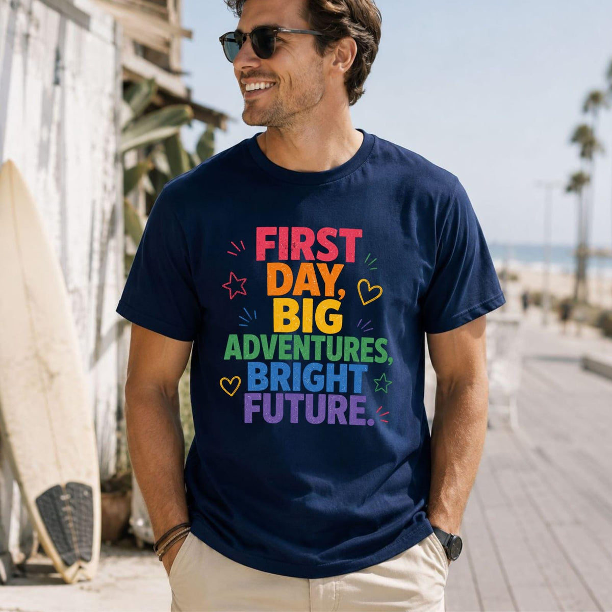 First Day Big Adventures Bright Future Graphic T-Shirt, Back to School Tee