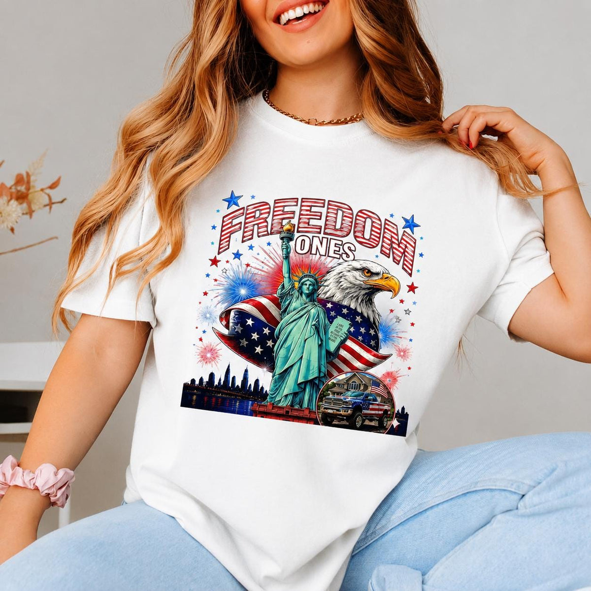 Patriotic USA Graphic Tee, Statue of Liberty Eagle Shirt, Independence Day Apparel