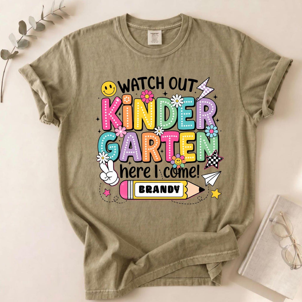 Personalized Kindergarten Shirt, First Day of School Tee, Custom Name Apparel