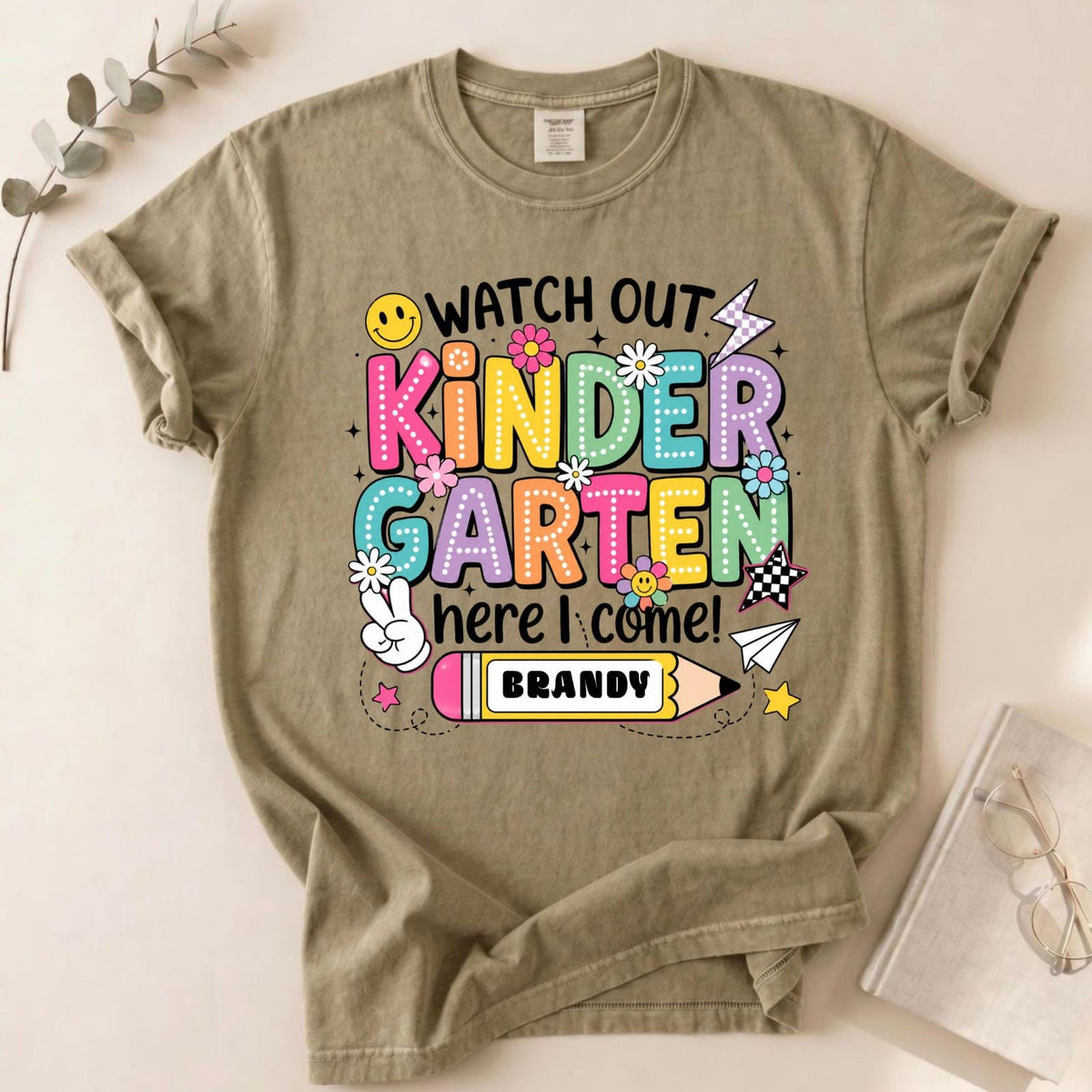 Personalized Kindergarten Shirt, First Day of School Tee, Custom Name Apparel