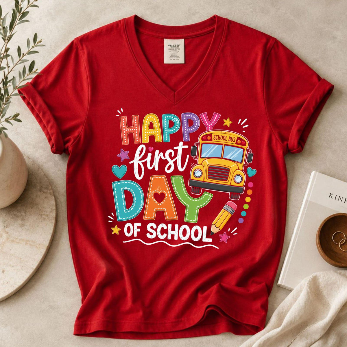 Happy First Day of School Shirt, Kids School Bus Tee, Preschool Kindergarten Apparel