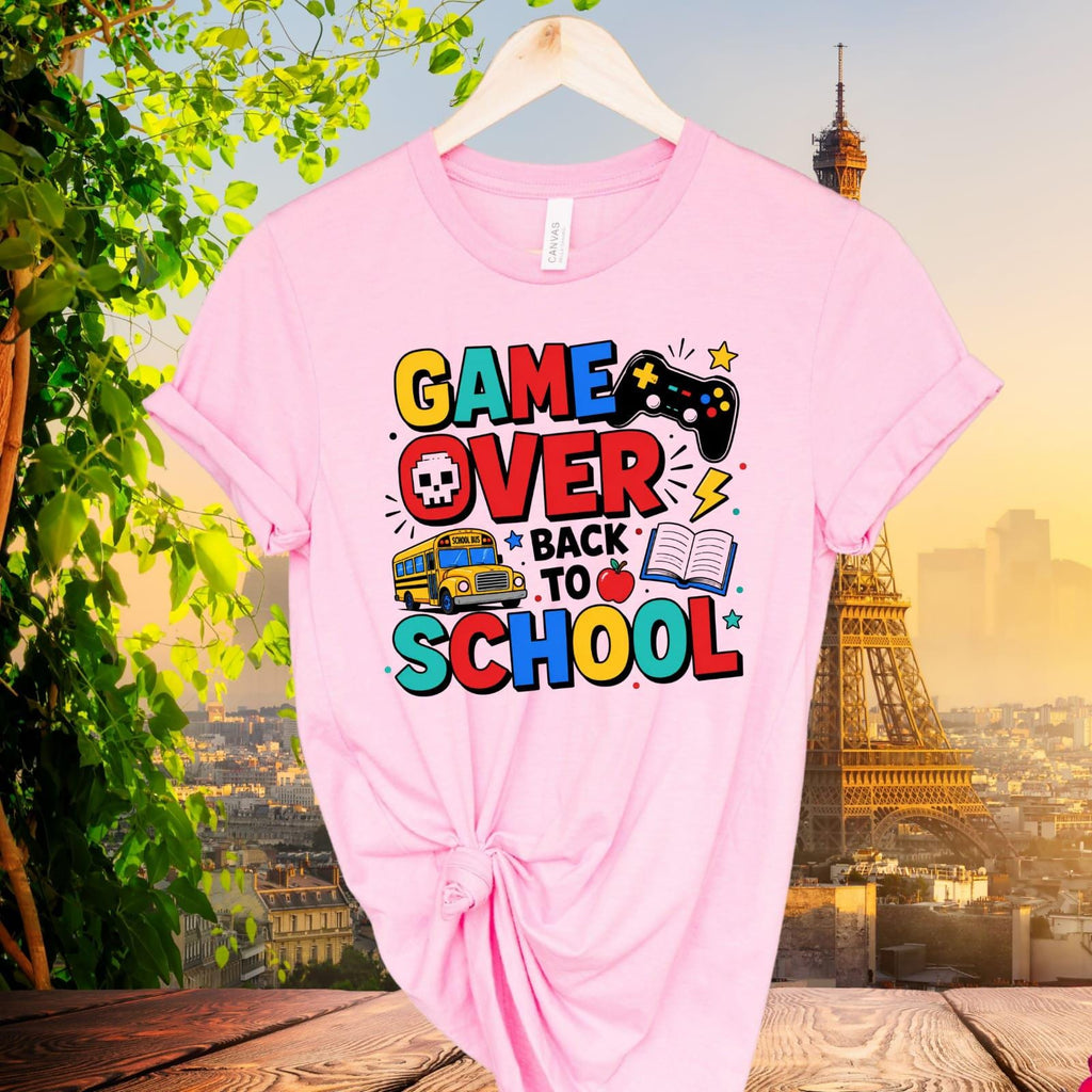 Gamer "Game Over" Back to School Shirt, Kids Gaming First Day Outfit