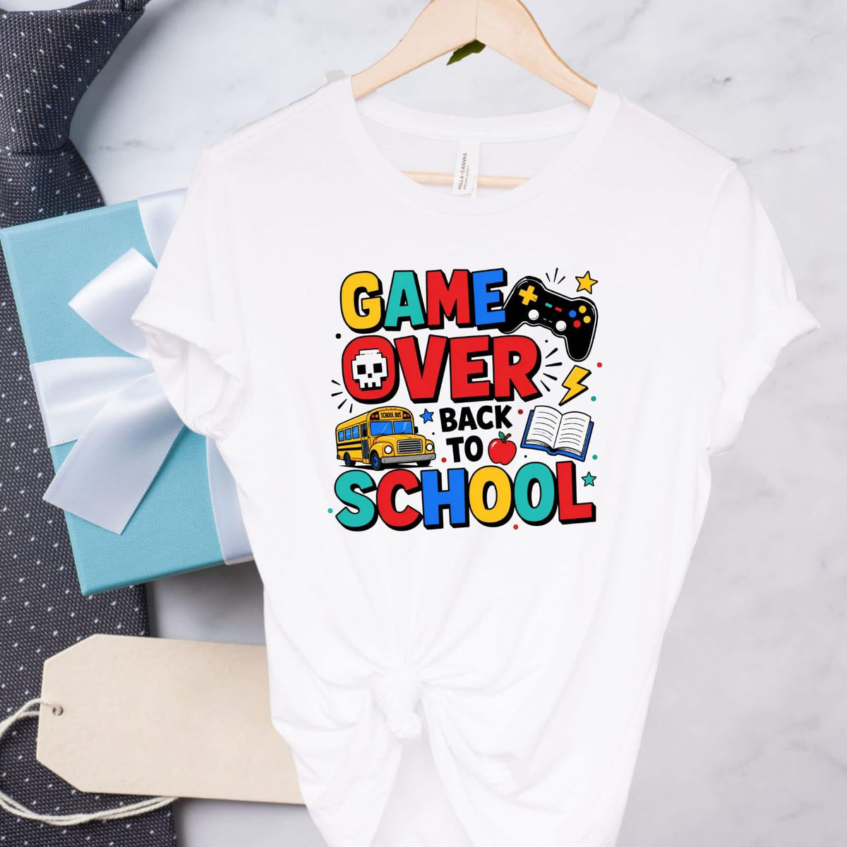 Gamer "Game Over" Back to School Shirt, Kids Gaming First Day Outfit