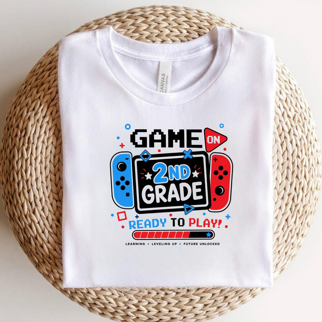 Game On 2nd Grade Gamer Shirt, Back to School Video Game Tee