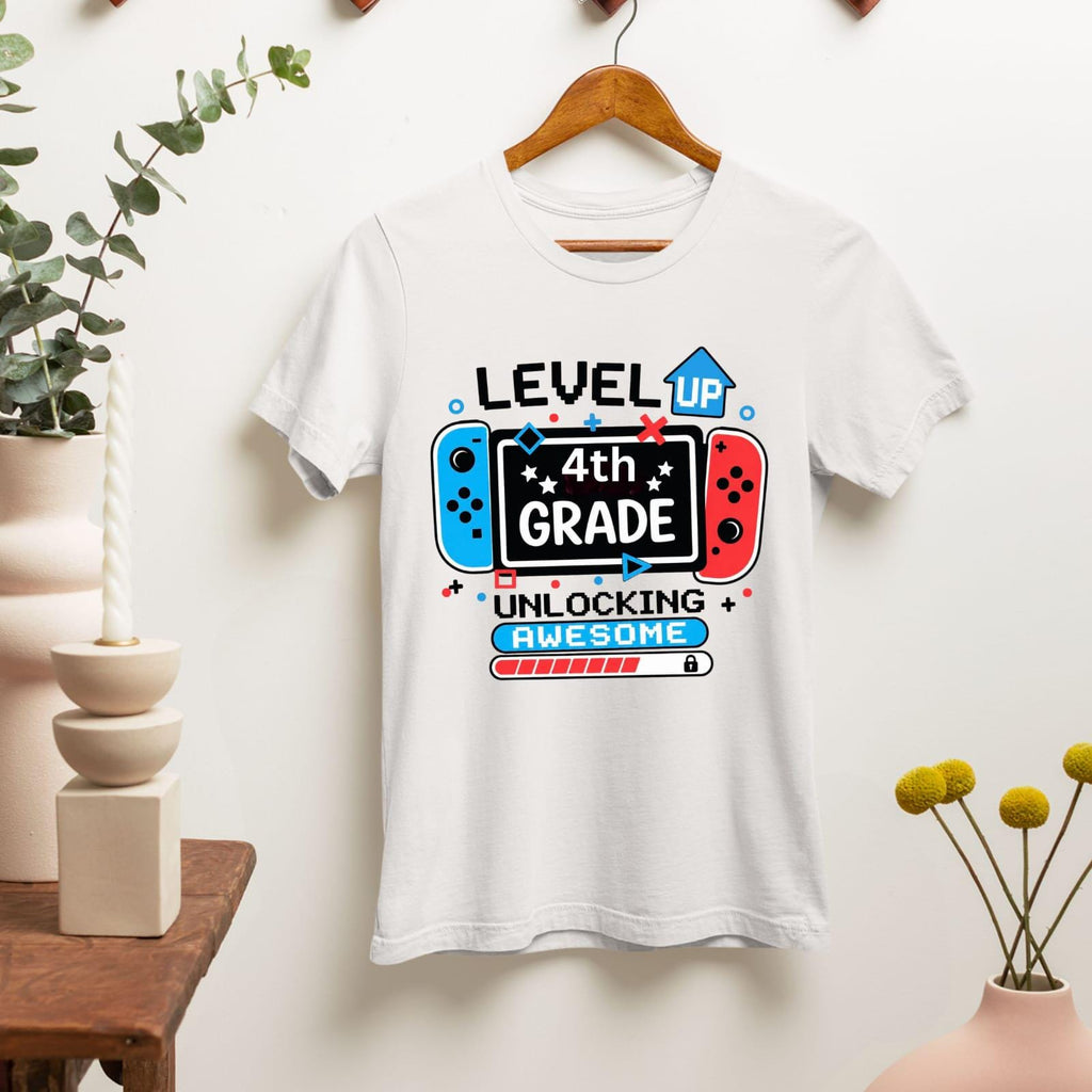 Level Up 4th Grade Gamer Shirt, Back to School Kids Tee
