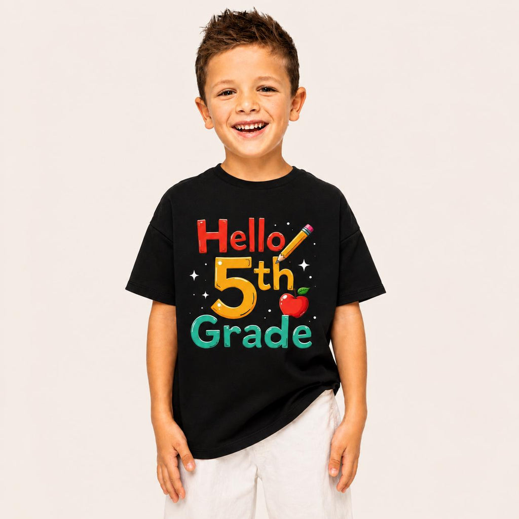 Hello 5th Grade Shirt, Back to School Kids Tee, First Day Fifth Grade Outfit