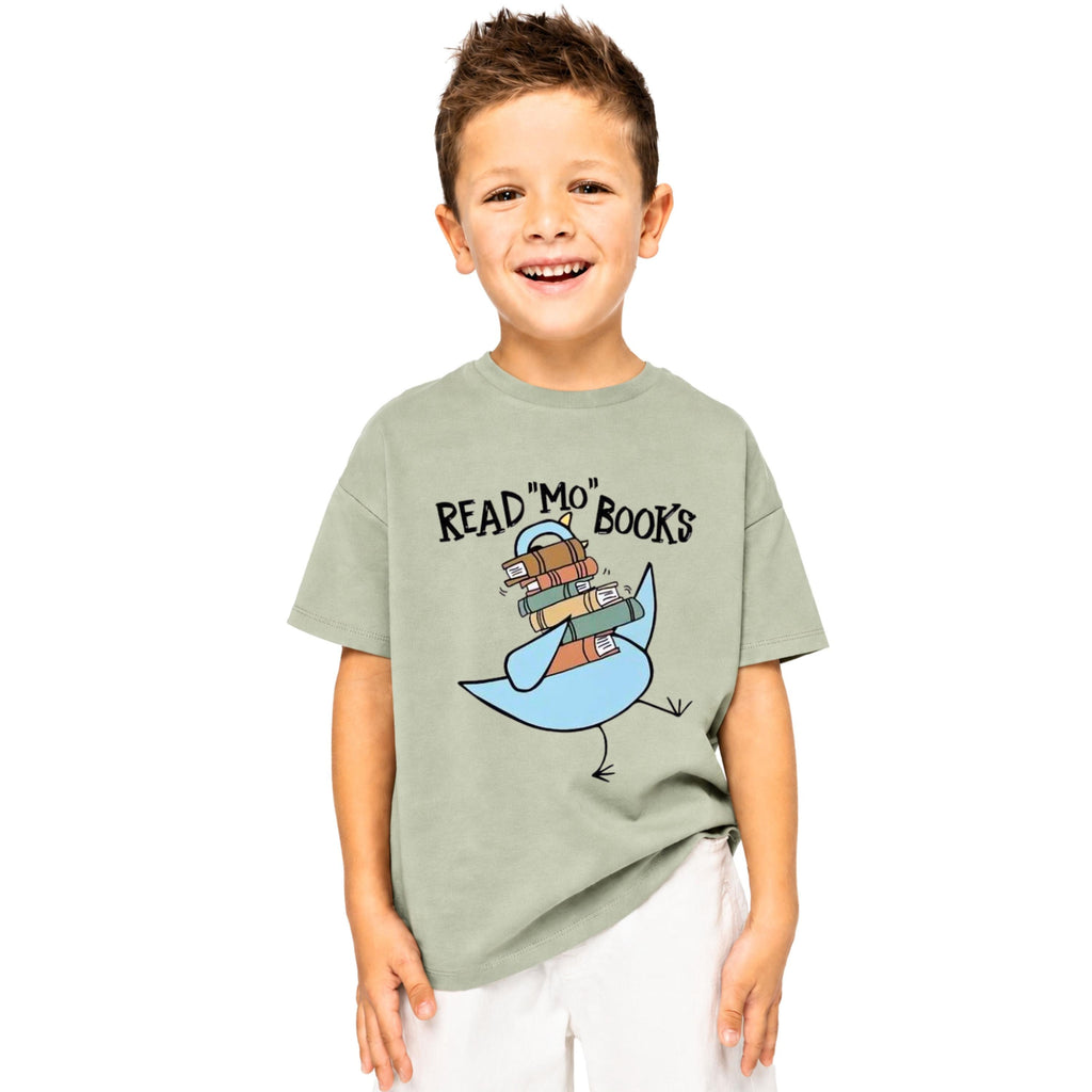 Kids Read "Mo" Books T-Shirt, Bird Graphic Tee, Bookworm Apparel