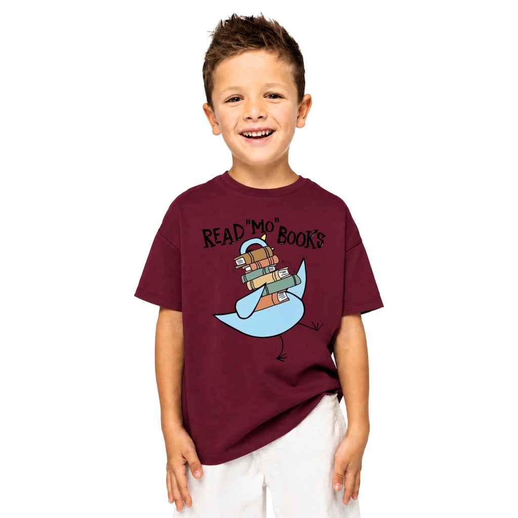 Kids Read "Mo" Books T-Shirt, Bird Graphic Tee, Bookworm Apparel