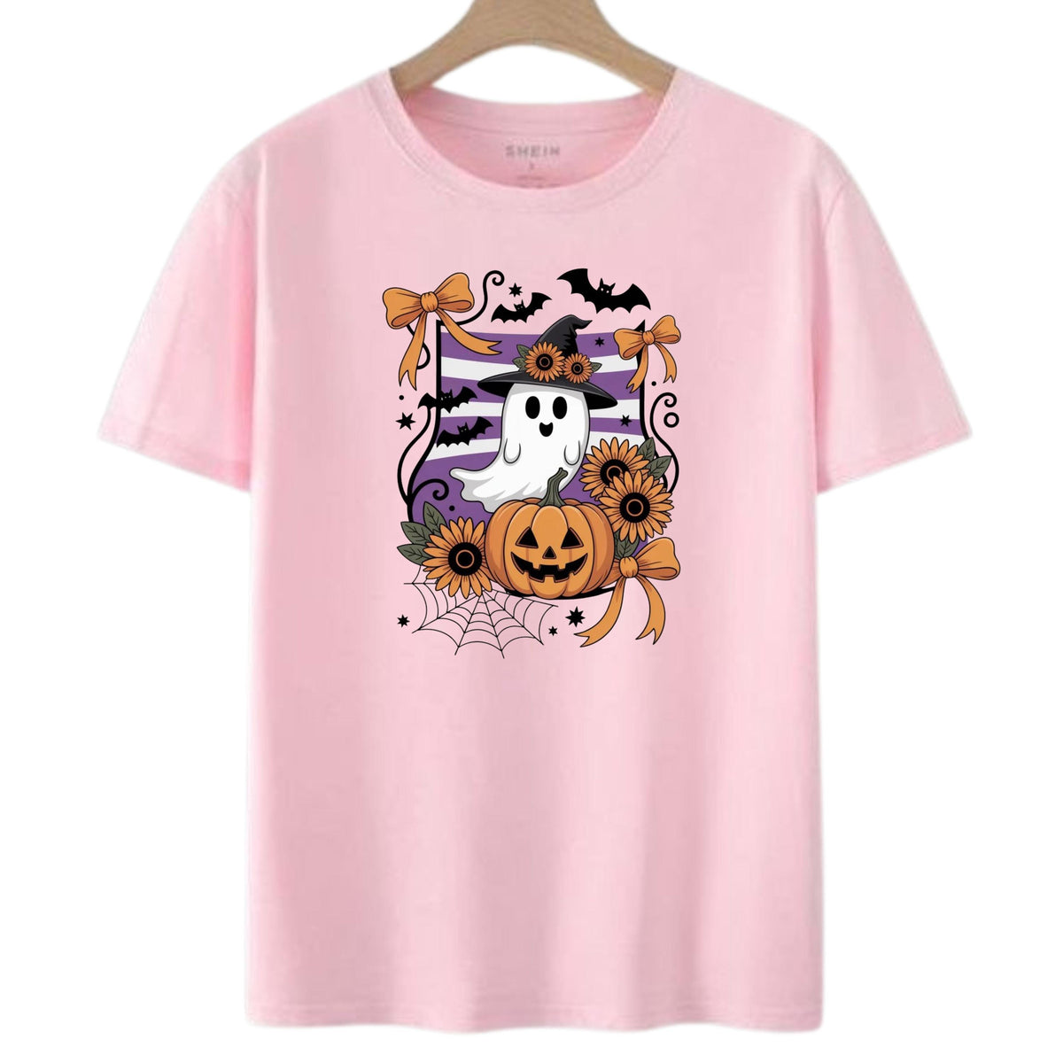 Cottagecore Ghost Halloween T-Shirt, Pumpkin Witch Bat Tee (Printed)