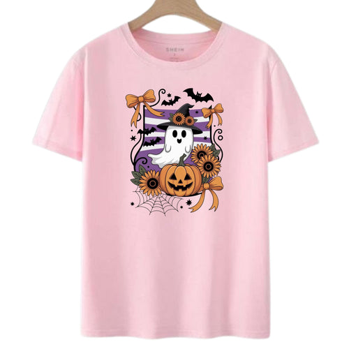 Cottagecore Ghost Halloween T-Shirt, Pumpkin Witch Bat Tee (Printed)