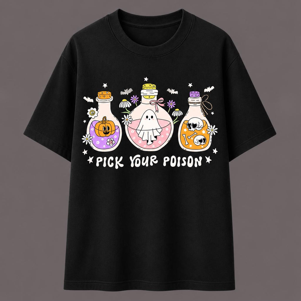 Pick Your Poison Shirt, Halloween Potion Tee, Cute Witch Shirt, Spooky Season T Shirt, Kawaii Ghost Tee, Halloween Gift